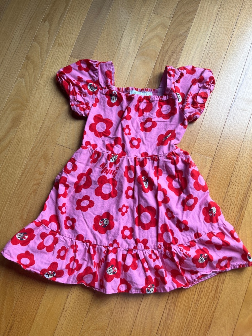 Disney Pink Dress with Red Floral Minnie Print